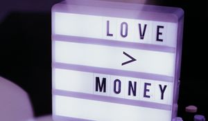 Preview wallpaper love, money, words, sign, light