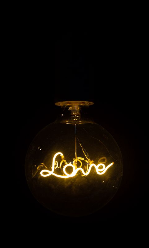 480x800 Wallpaper love, neon, lamp, inscription, word