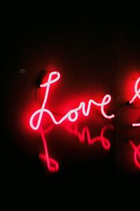 Preview wallpaper love, neon, text, glow, red