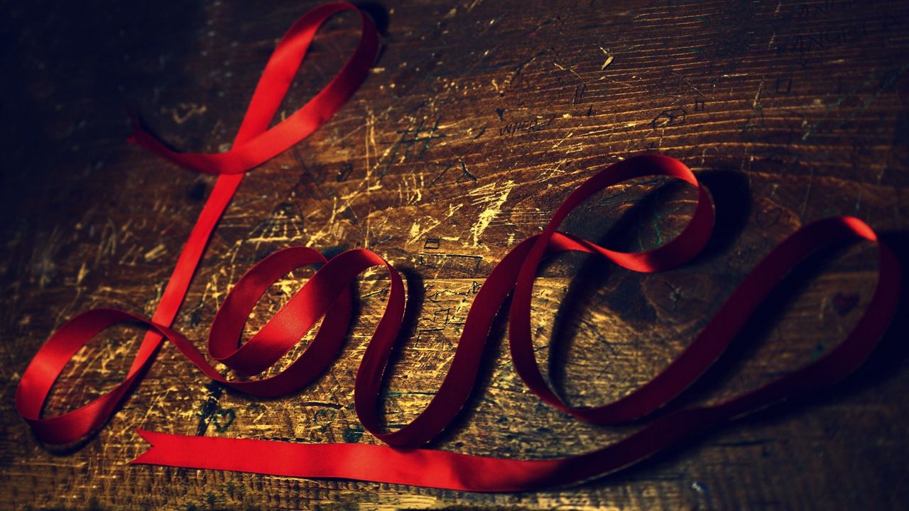 Wallpaper love, red, ribbon, plaque, surface