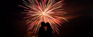 Preview wallpaper love, silhouette, fireworks, dark