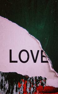 Preview wallpaper love, word, inscription, paint, spots