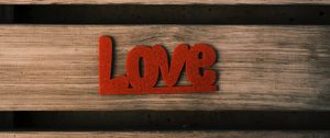 Preview wallpaper love, word, wood, surface, red