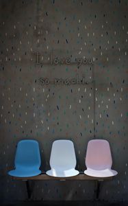 Preview wallpaper love, words, phrase, seat, wall