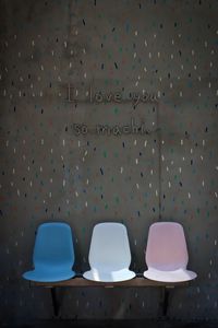 Preview wallpaper love, words, phrase, seat, wall