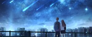 Preview wallpaper lovers, starfall, starry sky