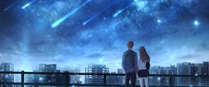 Preview wallpaper lovers, starfall, starry sky