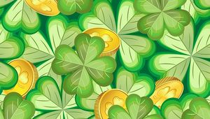 Preview wallpaper luck, clover, coin, pattern