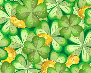 Preview wallpaper luck, clover, coin, pattern