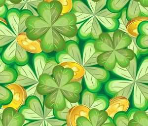 Preview wallpaper luck, clover, coin, pattern