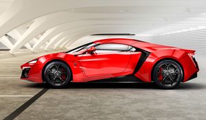 Preview wallpaper lykan, hypersport, w motors, red, side view