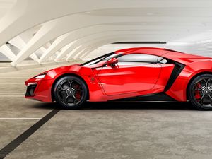 Preview wallpaper lykan, hypersport, w motors, red, side view