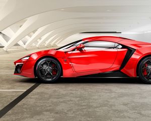 Preview wallpaper lykan, hypersport, w motors, red, side view