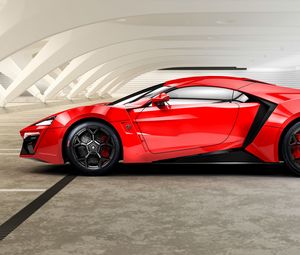 Preview wallpaper lykan, hypersport, w motors, red, side view