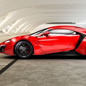 Preview wallpaper lykan, hypersport, w motors, red, side view