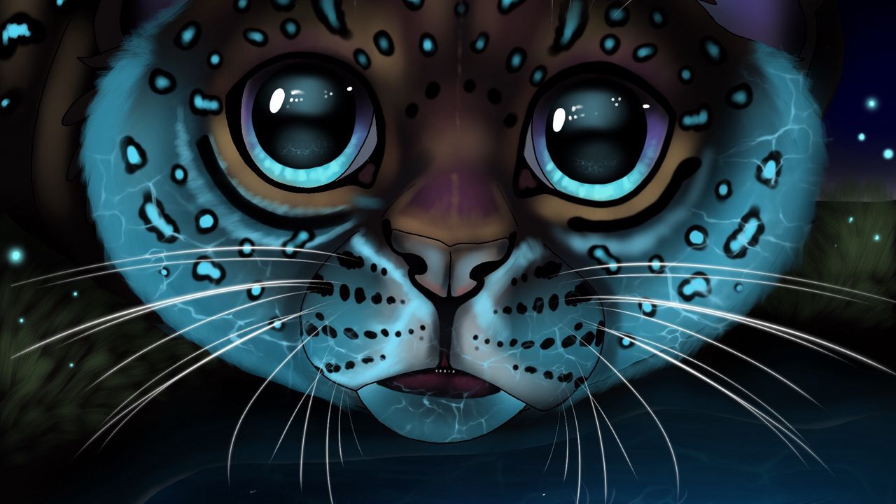 Wallpaper lynx, glance, art, big cat, reflection