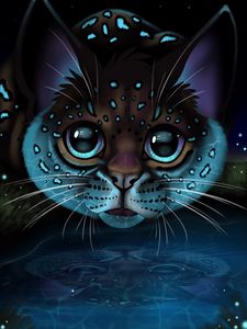 Preview wallpaper lynx, glance, art, big cat, reflection