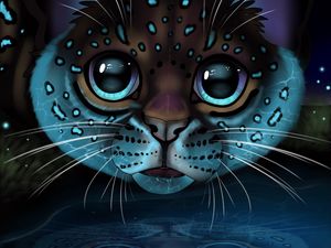 Preview wallpaper lynx, glance, art, big cat, reflection