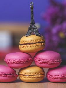 Preview wallpaper macaron, cookies, eiffel tower, cup