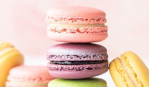 Preview wallpaper macarons, cake, dessert, colorful, baked goods