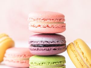 Preview wallpaper macarons, cake, dessert, colorful, baked goods