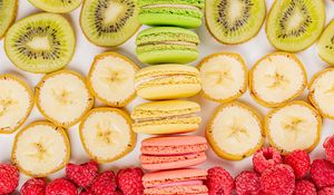 Preview wallpaper macarons, cookies, berries, fruits, bright