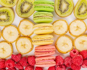 Preview wallpaper macarons, cookies, berries, fruits, bright