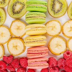 Preview wallpaper macarons, cookies, berries, fruits, bright