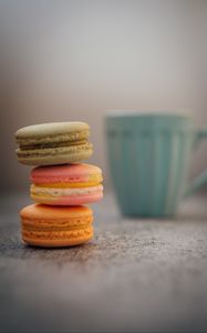 Preview wallpaper macarons, cookies, colorful, cup