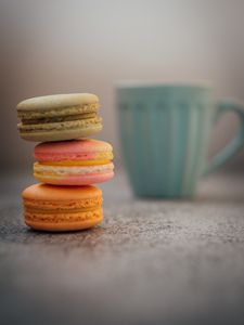 Preview wallpaper macarons, cookies, colorful, cup