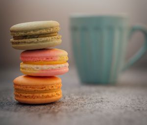 Preview wallpaper macarons, cookies, colorful, cup