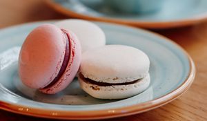 Preview wallpaper macarons, cookies, cup, coffee, dessert