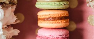 Preview wallpaper macarons, cookies, dessert, pastries, flowers, colorful