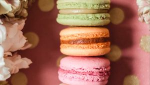 Preview wallpaper macarons, cookies, dessert, pastries, flowers, colorful