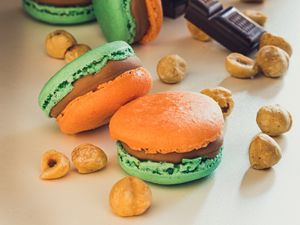 Preview wallpaper macarons, cookies, nuts, chocolate, dessert