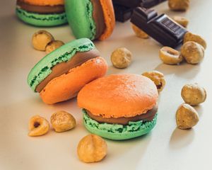 Preview wallpaper macarons, cookies, nuts, chocolate, dessert