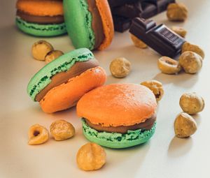 Preview wallpaper macarons, cookies, nuts, chocolate, dessert