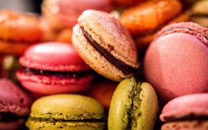 Preview wallpaper macarons, cookies, pastries, colorful, dessert