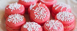 Preview wallpaper macarons, cookies, pink, snowflakes, holiday