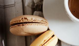 Preview wallpaper macarons, dessert, cup, drink, breakfast