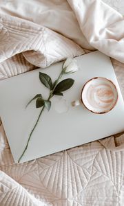 Preview wallpaper macbook, coffee, cup, rose, cloth