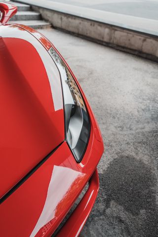 320x480 Wallpaper machine, aerial view, headlight, red