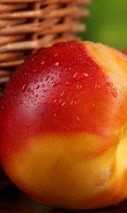 Preview wallpaper macro, drops, fruit, nectarine