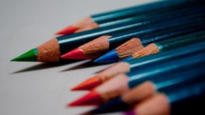 Preview wallpaper macro, pencils, bar, blue, colorful