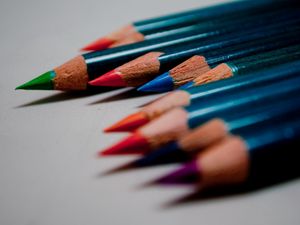 Preview wallpaper macro, pencils, bar, blue, colorful