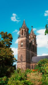 Preview wallpaper magdeburg cathedral, architecture, building, trees, greenery