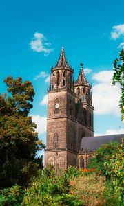 Preview wallpaper magdeburg cathedral, architecture, building, trees, greenery