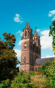 Preview wallpaper magdeburg cathedral, architecture, building, trees, greenery