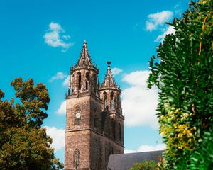 Preview wallpaper magdeburg cathedral, architecture, building, trees, greenery
