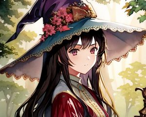 Preview wallpaper magician, hat, dress, staff, anime